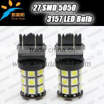 Excellent 2 Pcs Dual Color Switchback 3157/P27W Original 5050 SMD 27 LEDs Turn Signal light yellow/Amber Color