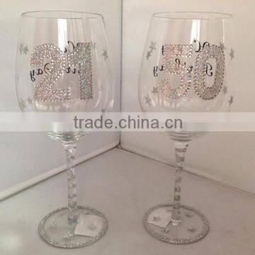 2014 new developed sliver powder birthday party wine glass