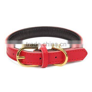 100% full grain leather pet collar fashion padded red leather customised dog collar