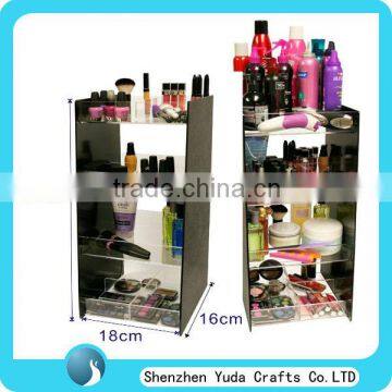 top-class rectangular customized tiers floor standing elegant acrylic cosmetic display stand wholesale price high quality