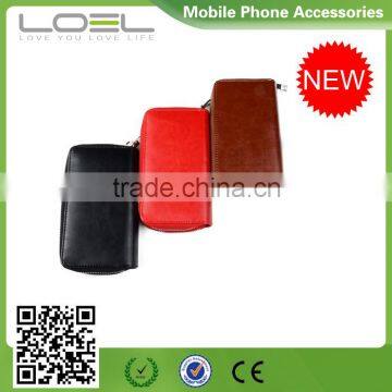 Factory Wholesale Price High Quality Leather Zipper Wallet Bag Case for iPhone and Samsung