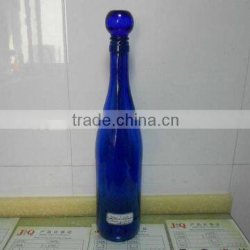 750ml cobalt blue glass vodka bottle with stopper