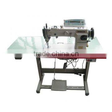 Electronic heavy duty top and bottom feed lock stitch sewing machine