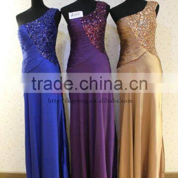 Fashion Design Sequins One Shoulder Long Evening Dress Party Dress for Women photo-4