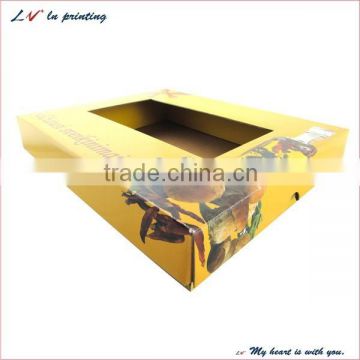 custom clour corrugated two piece lid and bottom fruit box, fruit case with display pvc window