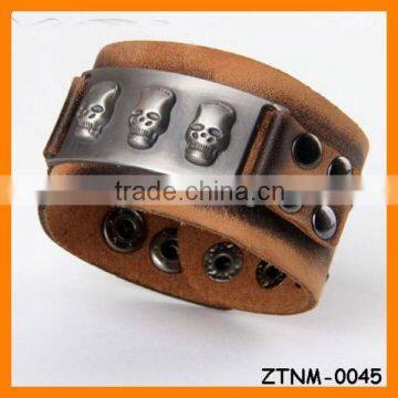2014 Punk Skull Antique silver Wide Bracelet Wholesale ZTNM-0045