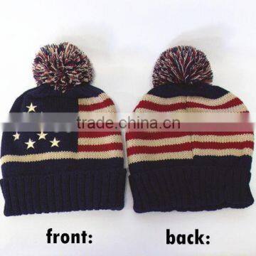 The national flag of wool hat female Qiu Dong the day lovely fashion U.S. winter warm earmuffs knitted winter hats