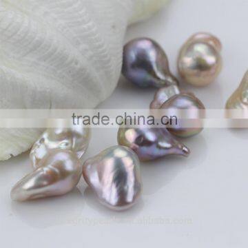 16mm natural pink purple peach no hole natural freshwater huge large irregular pearl