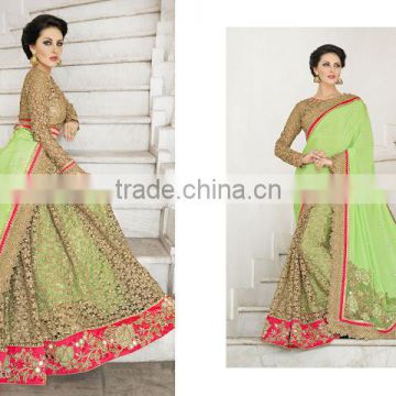 Green Georgette On Net Saree