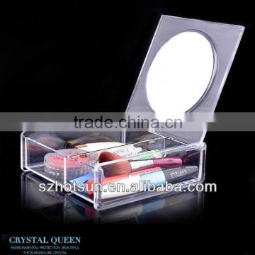 2014 Clear Acrylic Cosmetic Box with Mirror and Storage