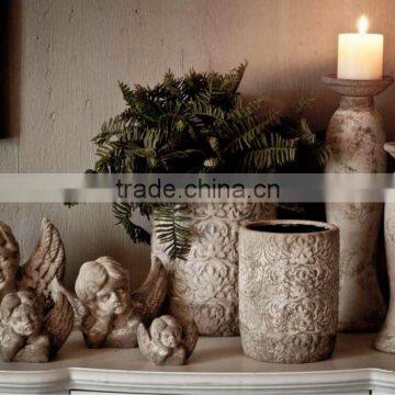 Shabby chic ceramic candle holders