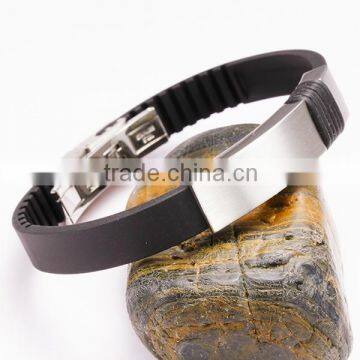 Mens Wider Black Hand Rubber Band Weaving Bracelet