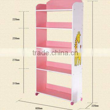 pink color melamine MDF PB displaying bookshelf