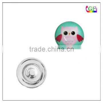 Owl design snap button charm for interchangeable jewelry