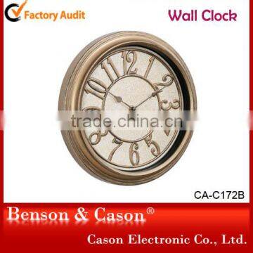 Golden Wall Clocks Plastic Wall Clock CE ROHS Standard