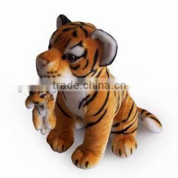 factory wholesale realistic sitting brown tiger w/doll plush toys stuffed plush jungle animal toy super soft plush brown tiger