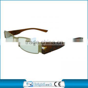 High quality metal frame battery lighted reading glasses meet CE/FDA led reading glasses BRM2843