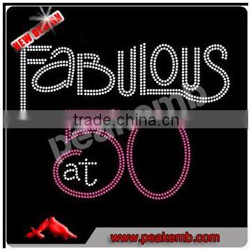 Fabulous at 50 Rhinestone Diamante Transfer Iron On Hotfix Gem Crystal Motif