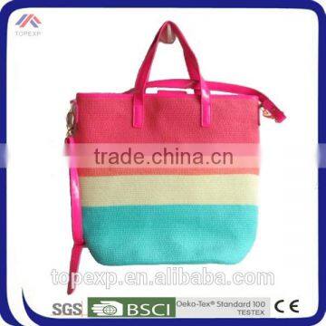 Bright Colored Straw Bag Stripe Bag For Beach