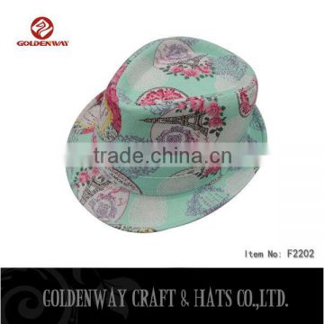 Fashion colorful 100% polyester fedora hat fancy hats and caps