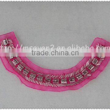 2016 New Design Handmade Red Net Fabric Beaded Collar, Crystal Tube Round Beads Collar photo-6