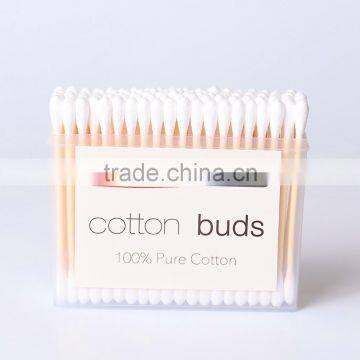 100PCS eco-friendly soft cotton swabs with bamboo stick in plastick box