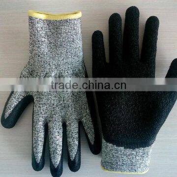 EN388 pu or latex coated HPPE anti cut work gloves