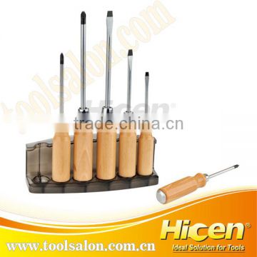 6pcs Wood Handle Go-through Scewdriver Set