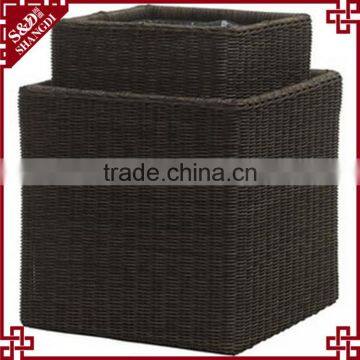 Nanning S&D Customerized Black Color Plastic Rattan Woven Square Garden Decorations Tall Potato Planter photo-2