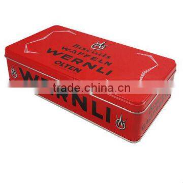 red larger metal gift tin box