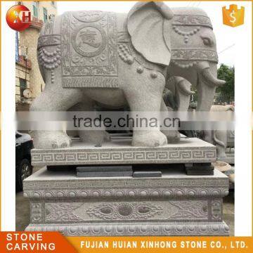 Small White Granite Garden Elephant Stone Carving Sculpture photo-2
