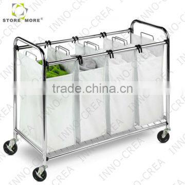 Heavy-Duty Quad Rolling Laundry Sorter/Hamper, Chrome photo-2