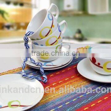 Haonai customized design mini ceramic coffee set, decal coffee mug with saucer