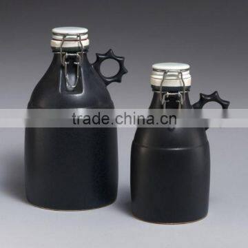 Wholesale Ceramic Black Growlers 64oz, Ceramic Beer Growler photo-2