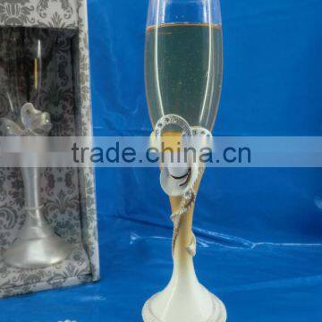 2014 hot selling wedding toasting flutes champange glass cowboy figurine