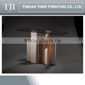 Italian Style Travertine Glass Top Home Coffee Table photo-2