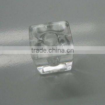 very small square glass candle holder
