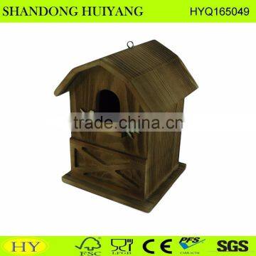 Custom Antique Flame Burned Wood Bird Feeder