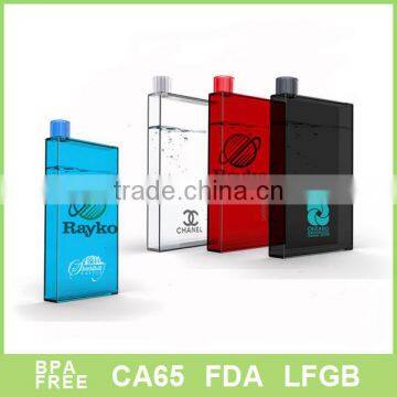 FDA test 400ml square plastic water bottle A4 flat bottle