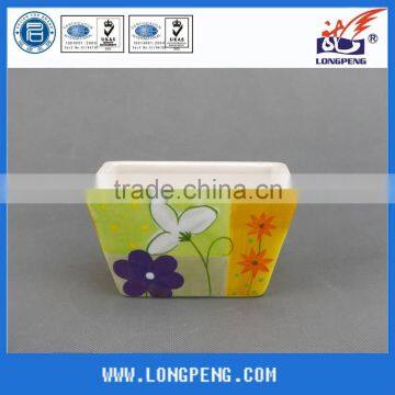 Flower Power Mod Multi-Colored Floral Patterned Ceramic Flower Planters