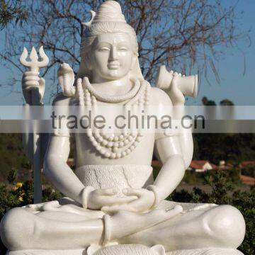 Large indian natural stone sculpture white marble shiva statue