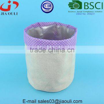 Popular Decorative Fabric Planter Bags Linen Plant Pot Cover With Purple Polka Dots Design photo-4