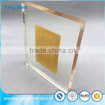 China Factory Cheap Acrylic Desk Acrylic Paperweight Golden Acrylic photo-2