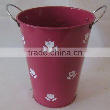 Mother's Day pink with white flower tin pot