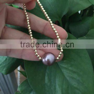 Wholesale 13-14mm Purple Edison Pearl With Gold Bead Bracelet photo-2