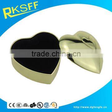 Newest Heart Shaped Zinc Alloy Gold Plating Jewelry Gift Box With Laser Logo photo-5