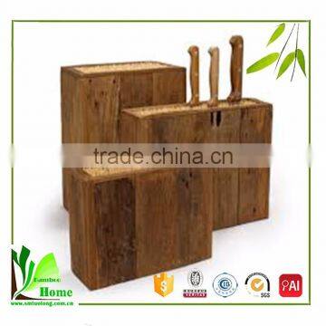 High End Bamboo Kitchen Knife Set With Slotted Bamboo Block photo-3