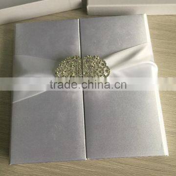 Pure classical lavender color wedding invitation gift box satin material