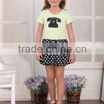 Girl skirts and t-shirt summer short set girls clothing short sets mini spot skirt