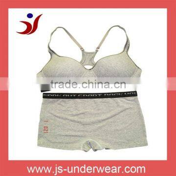Women Fashion Seamless Cotton Spandex Racerback Sport Bra And Boyshort Sets,Style JS-105,Size B/C Cup,Accept OEM
